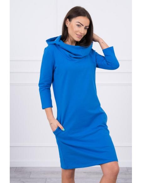 Rochie sport Hoodie Style, bumbac, albastra