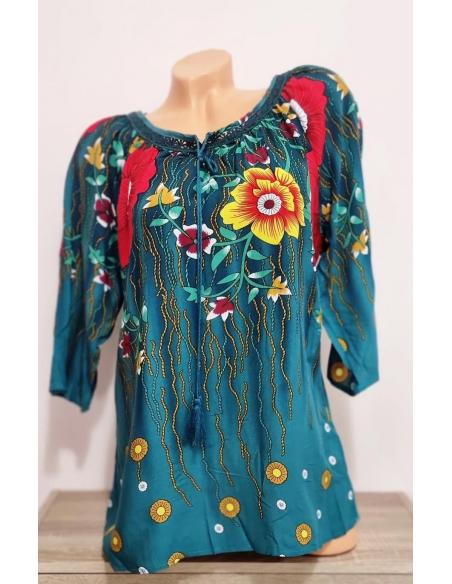 Bluza tip ie imprimeu floral Culoare Bleumaren Marime 50